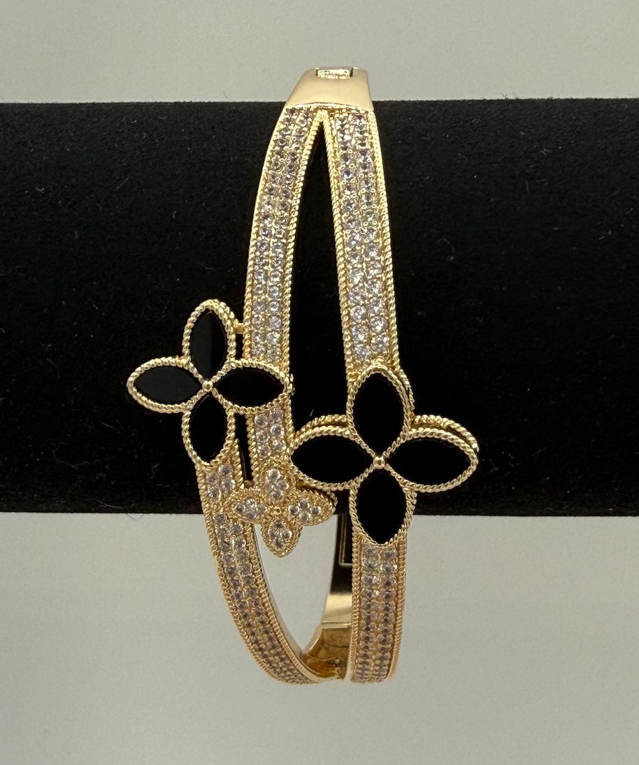 Black Flower Bangle