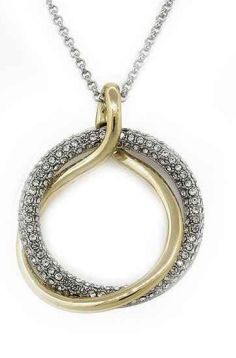 2 Circle Slide Necklace Two Tone