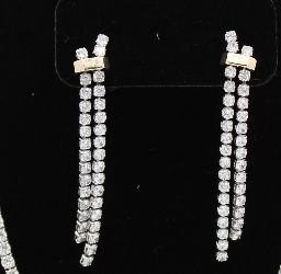 Tennis Dangle Bracelet Earrings Two Toned