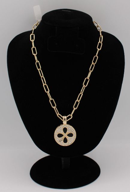 Chain Necklace Adjustable Flower Onyx