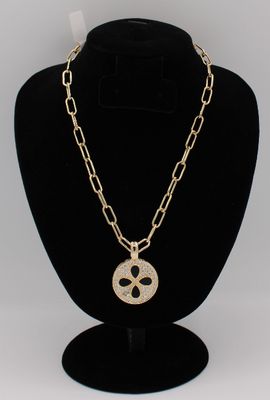 Chain Necklace Adjustable Flower Onyx