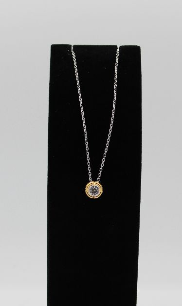 Channel Set Solitare Gold On Silver Chain