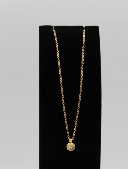 Small Solid Circle Necklace W/Accent