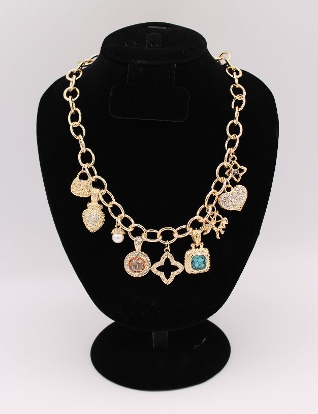 Silver and Gold Charm Necklace Coin