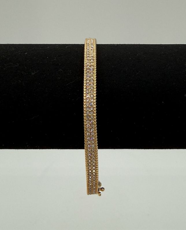 Gold Bangle W/Rope &amp; Diamonds