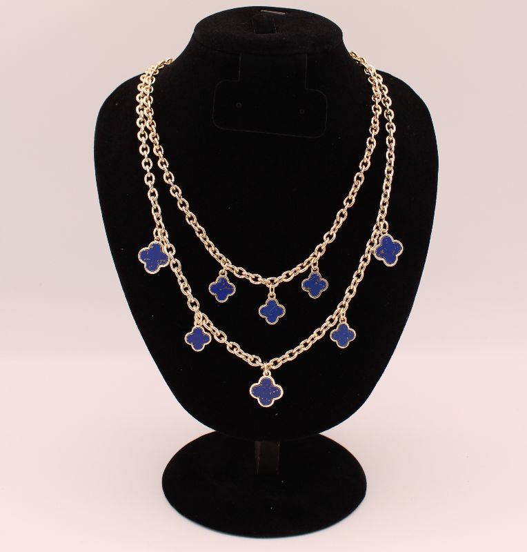 Blue Lapis Cleef 36" Necklace Gold Chain