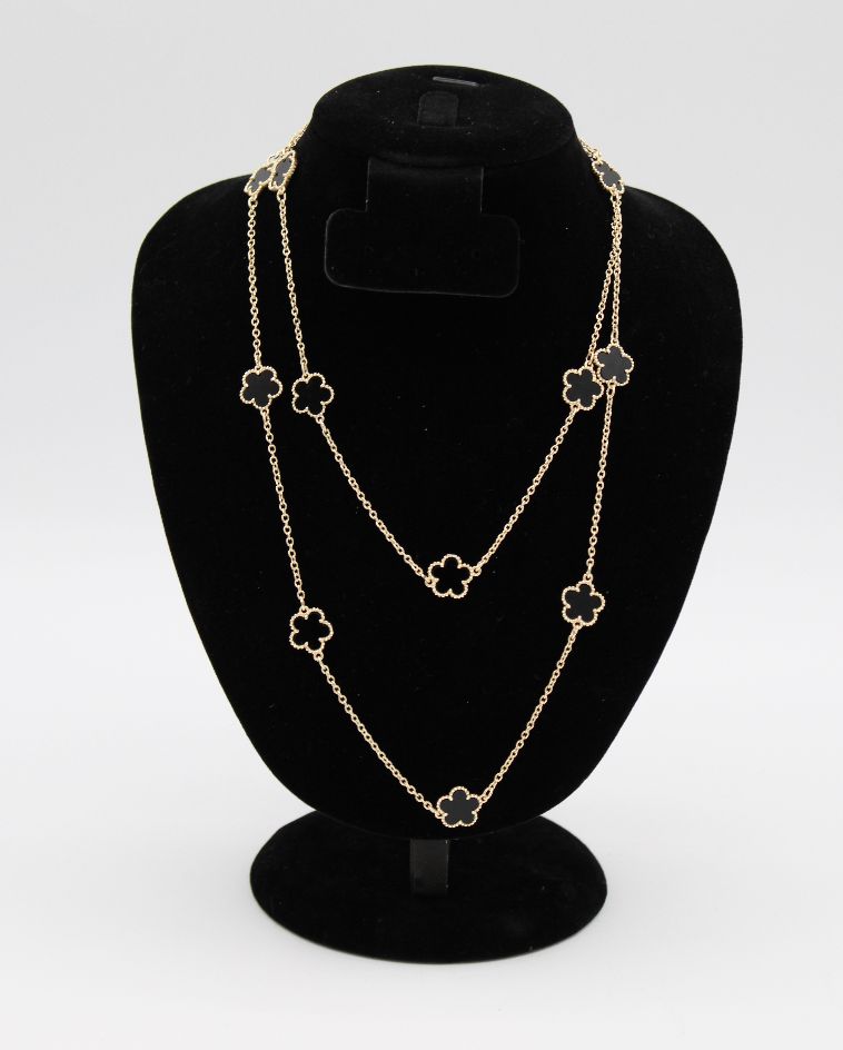36" Black &amp; Gold Cleef Necklace
