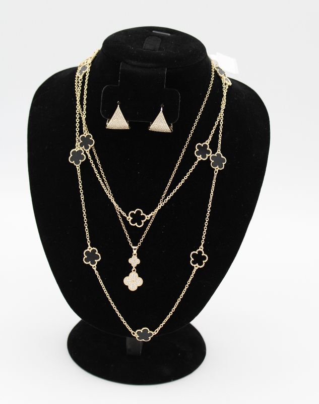 36" Black & Gold Cleef Necklace