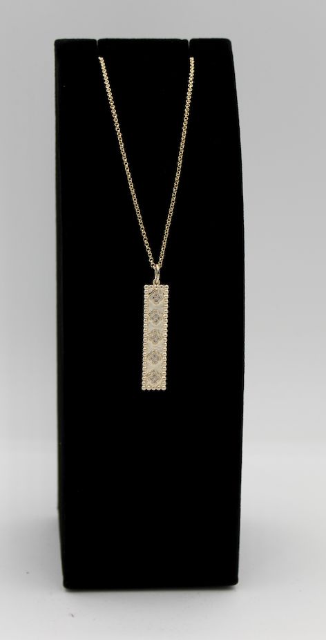 Gold Bar Necklace W/Flowers