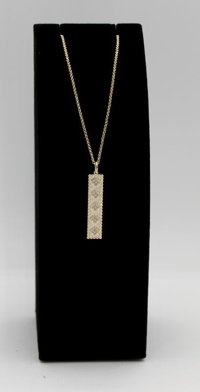 Gold Bar Necklace W/Flowers