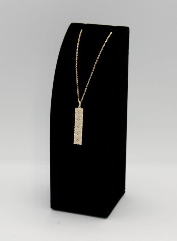 Gold Bar Necklace W/Flowers