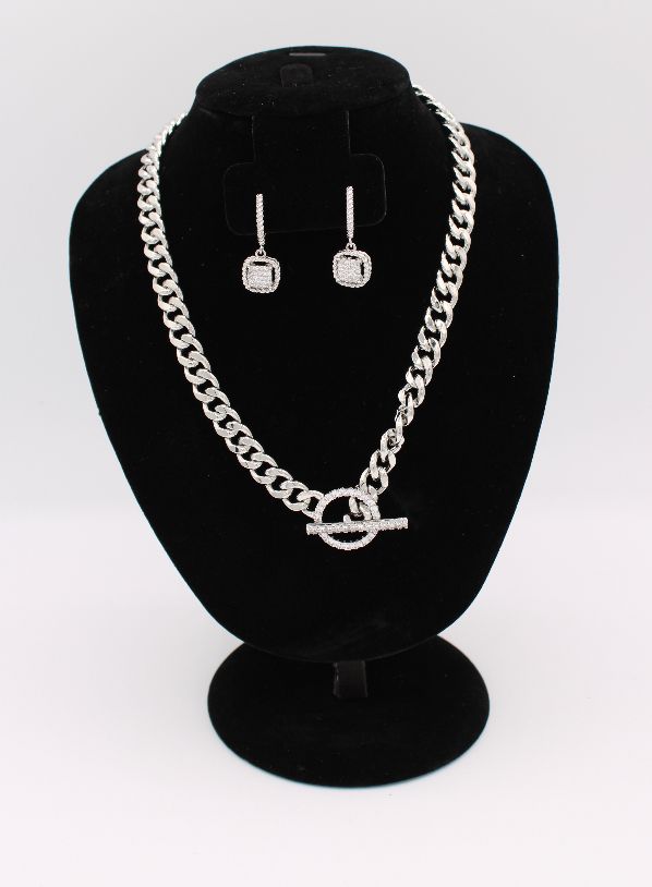 Silver Lock Necklace 17.5"