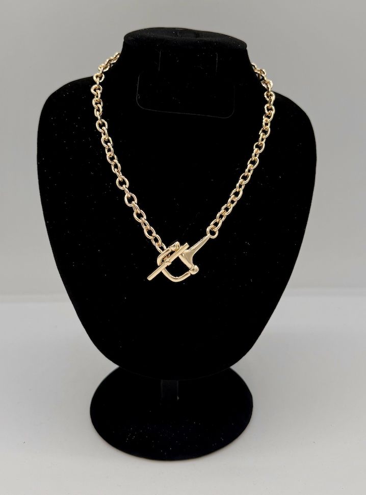 Horsebit Gold Chain Necklace 16"