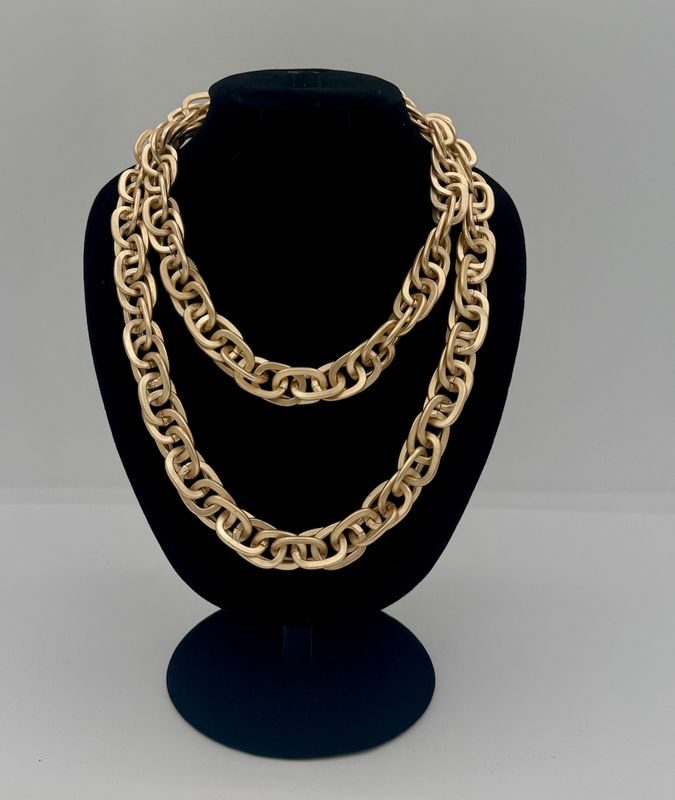Gold Matt Twisted Chain Necklace 36"