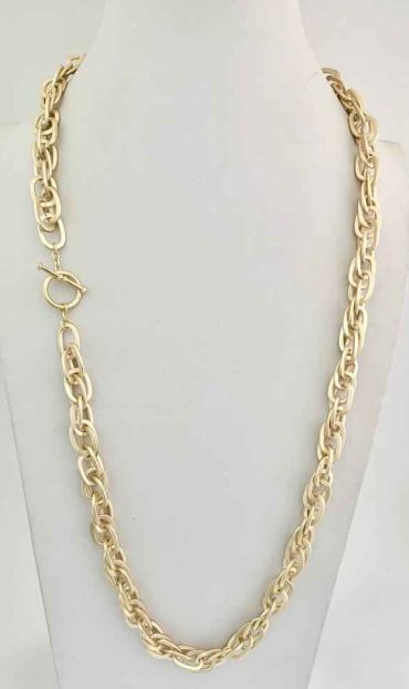Gold Matt Twisted Chain Necklace 36"