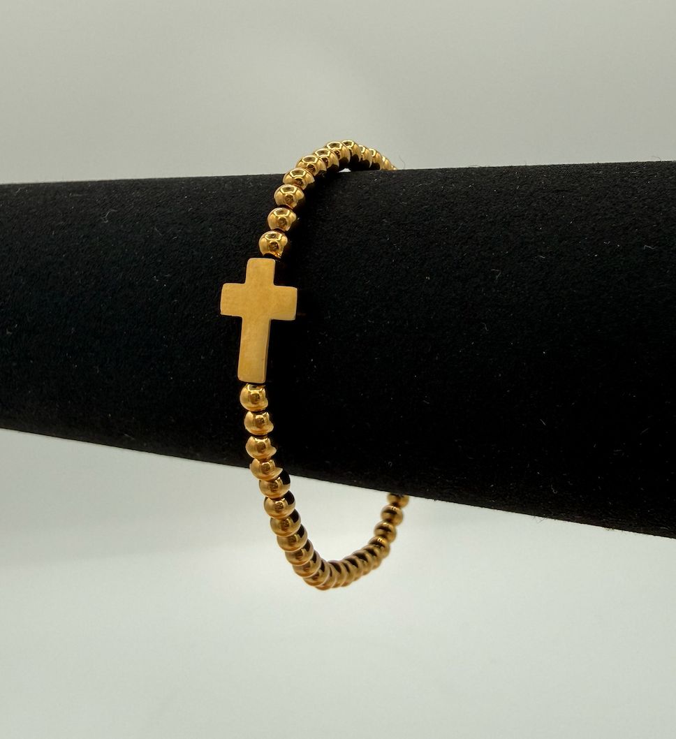 Gold Cross Stretch Bracelet