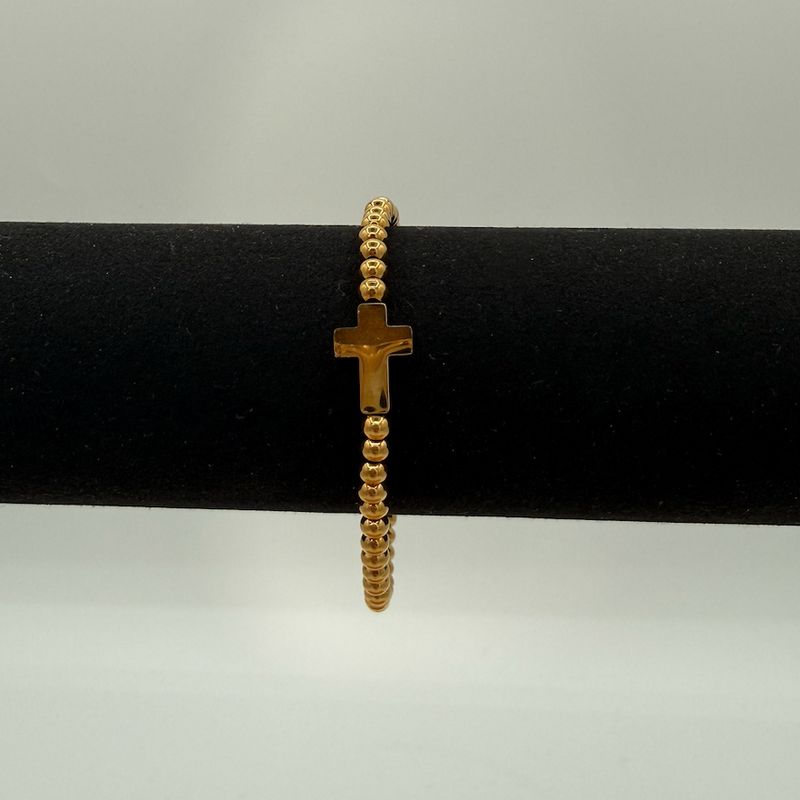 Gold Cross Stretch Bracelet