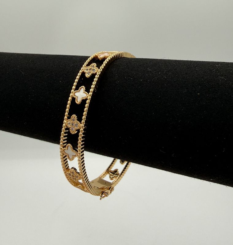 Gold Pearl and Diamond Cleef Bracelet