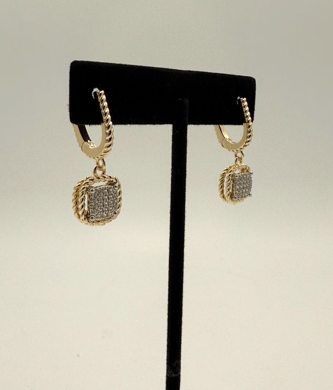 Pave Gold Dangle Earring