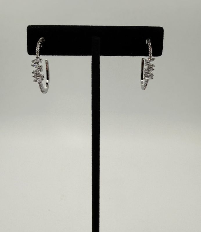Zag Diamond Silver Earring