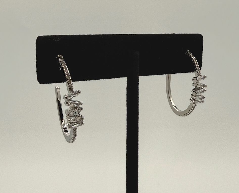 Zag Diamond Silver Earring