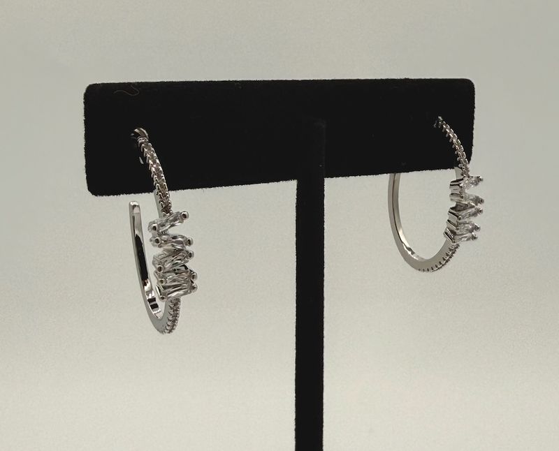 Zag Diamond Silver Earring