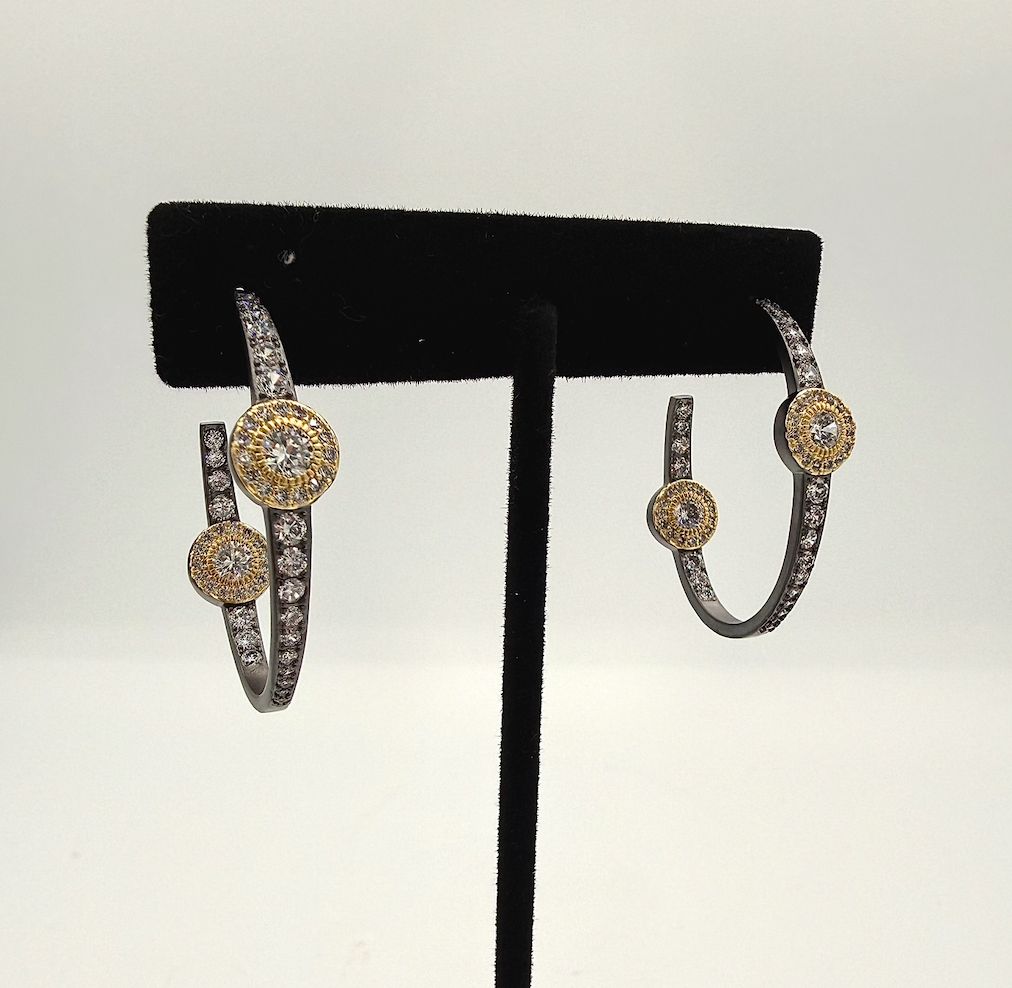 Two Tone Diamond Hoop