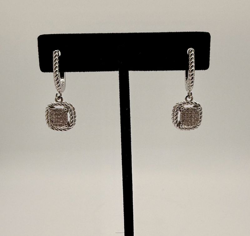 Pave Silver Dangle Earring