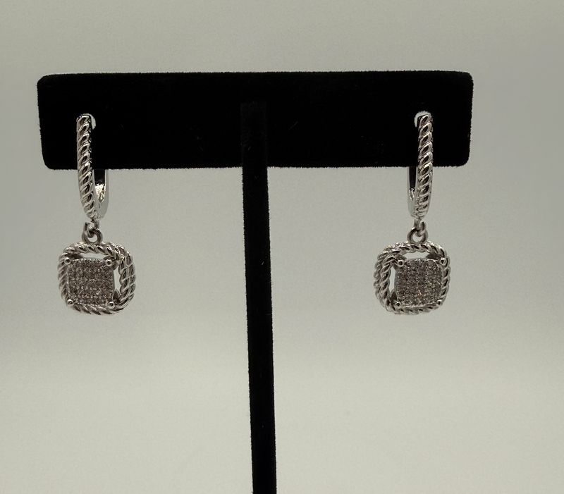 Pave Silver Dangle Earring