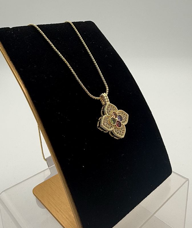 Multi Color & Gold Flower Necklace