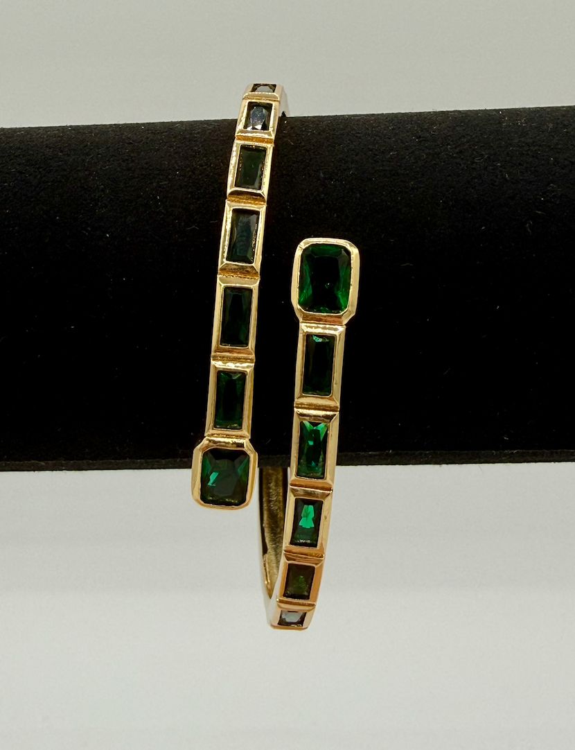 Green Cuff Bangle Bracelet