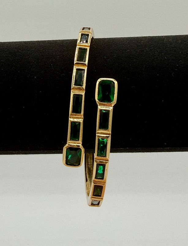 Green Cuff Bangle Bracelet