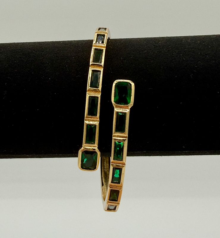 Green Cuff Bangle Bracelet