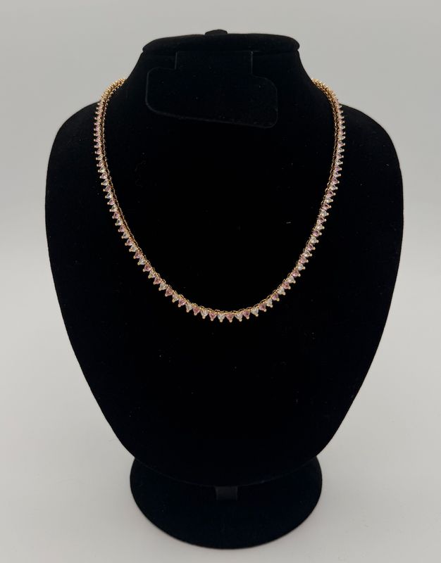 Pink &amp; Clear Heart Necklace