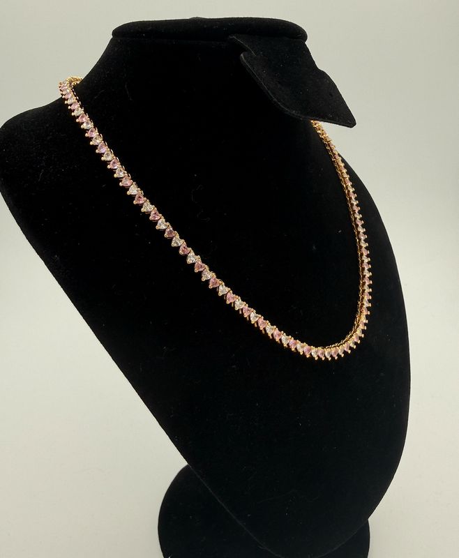 Pink & Clear Heart Necklace