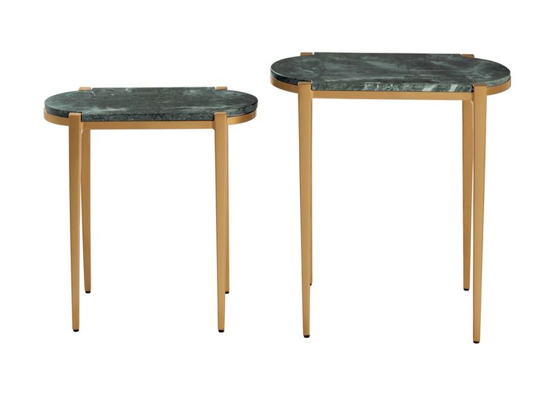 Green Marble Nesting  Accent Tables Set of 2