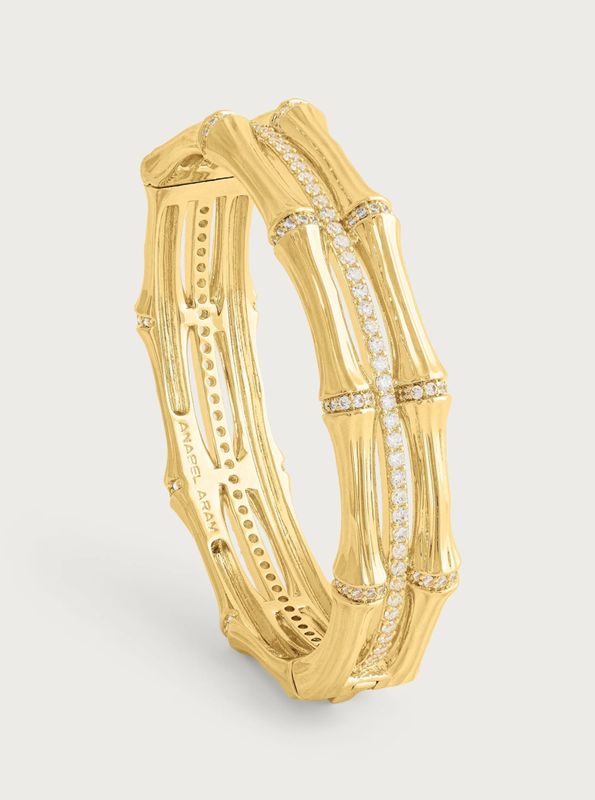 Bamboo Stacked Hinged Bangle
