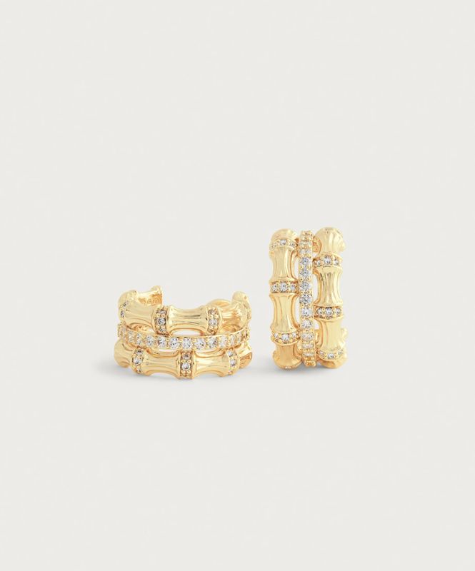 Bamboo Stacked Hoop Earrings