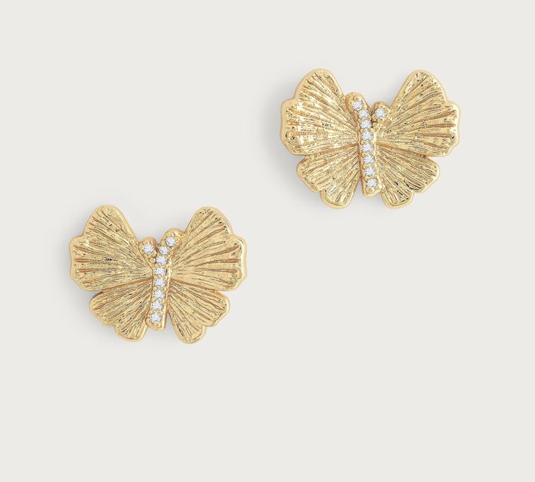 Butterfly Stud Gold Earrings
