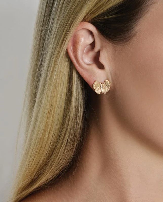 Butterfly Stud Gold Earrings