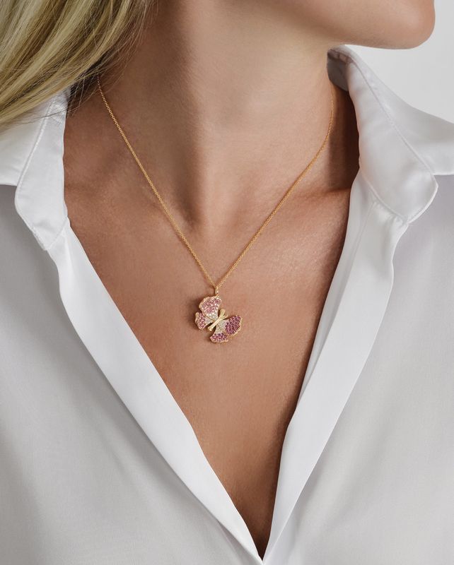 Butterfly Pink Pavé Necklace