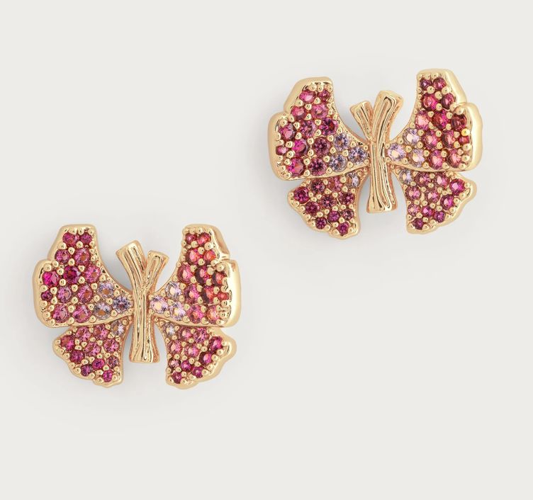 Butterfly Pink Pavé Stud Earrings