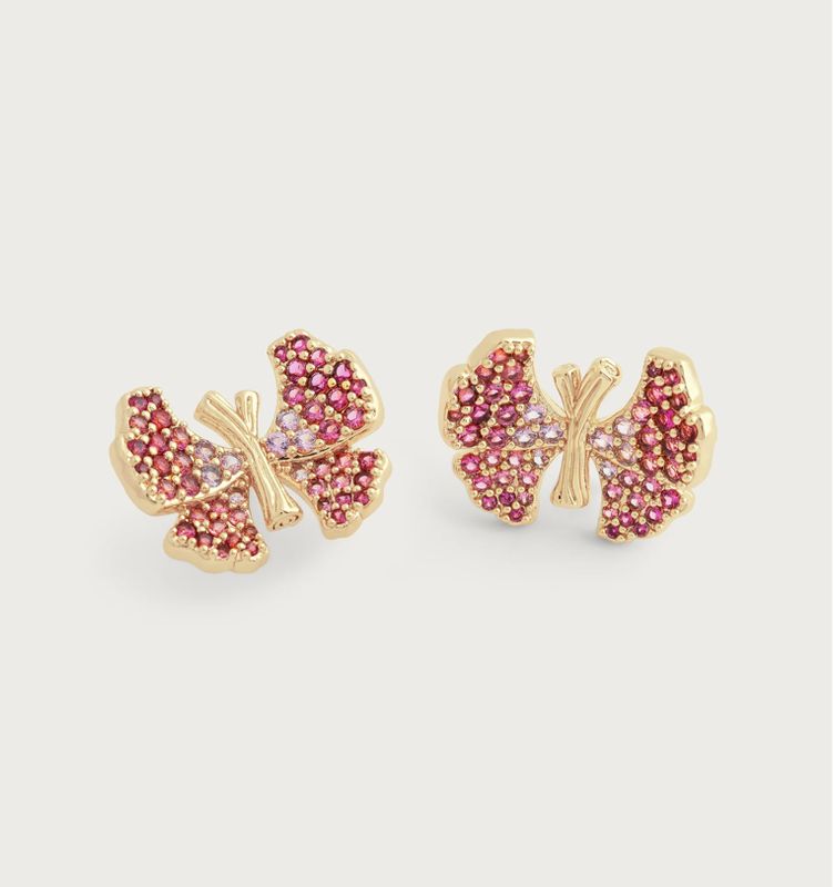 Butterfly Pink Pavé Stud Earrings
