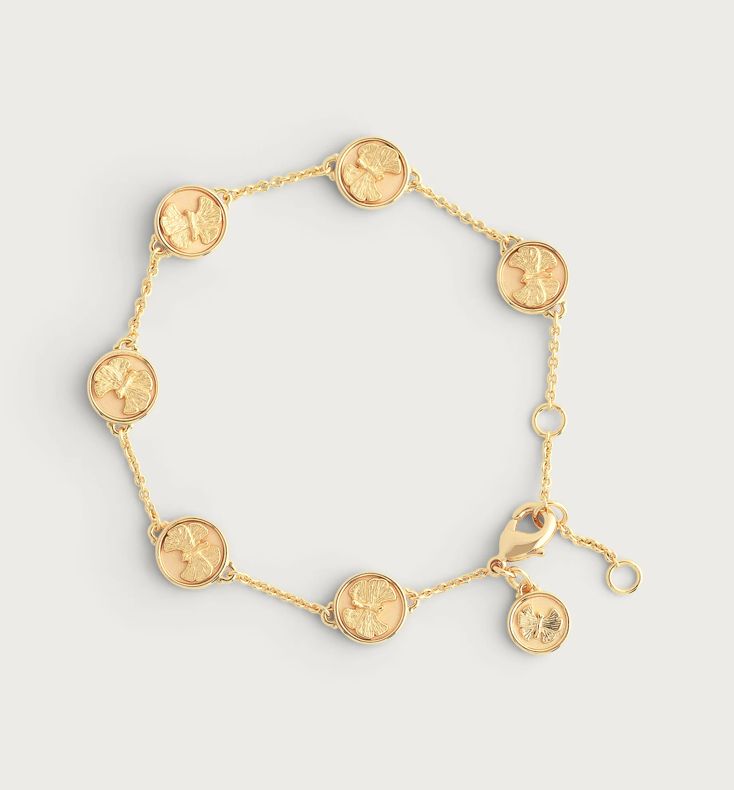 Butterfly Coin Charm Bracelet