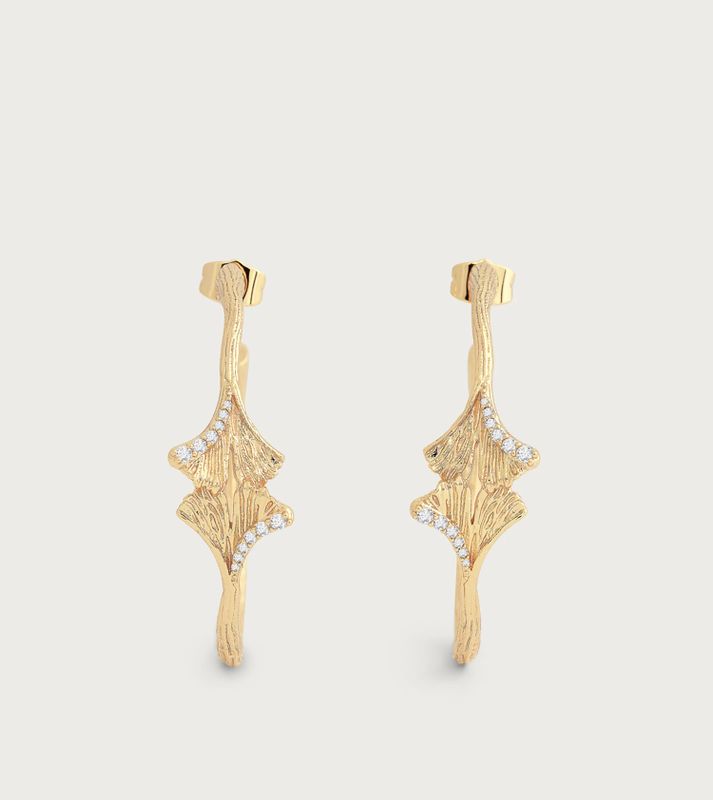 Ginkgo Hoop Earrings