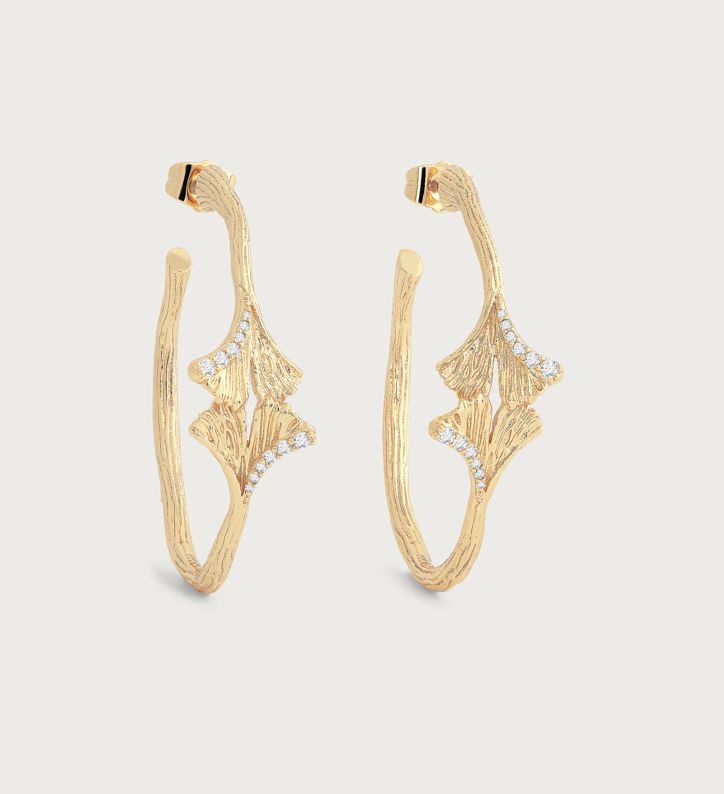 Ginkgo Hoop Earrings