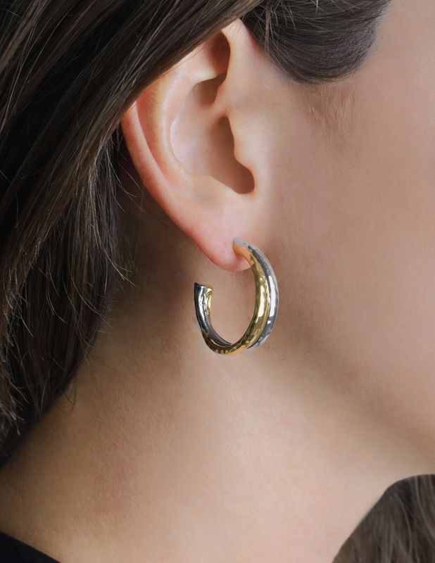 Farrier Mixed Metal Hoop Earrings