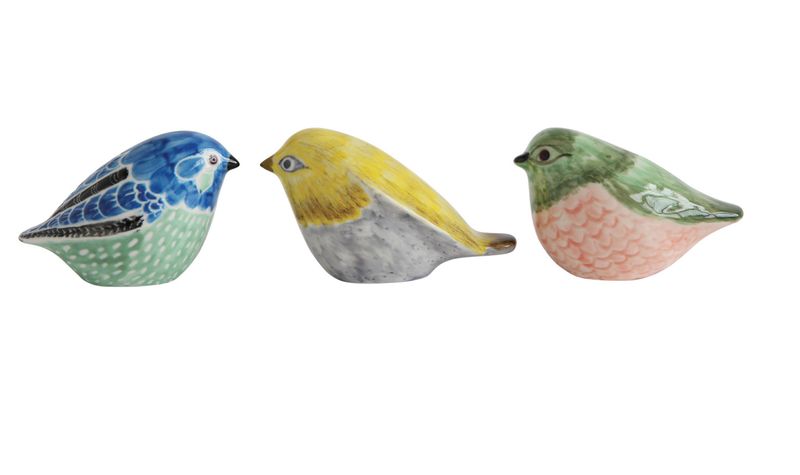 Hand-Painted Stoneware Bird, 3 Colors