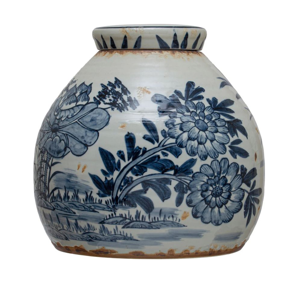 Decorative Stoneware Ginger Jar