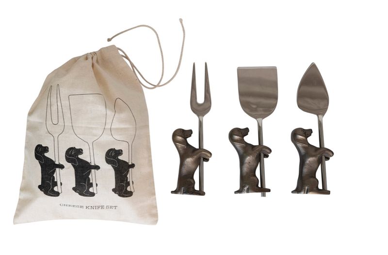 Cheese Knives w/ Dog Stands, Set of 6